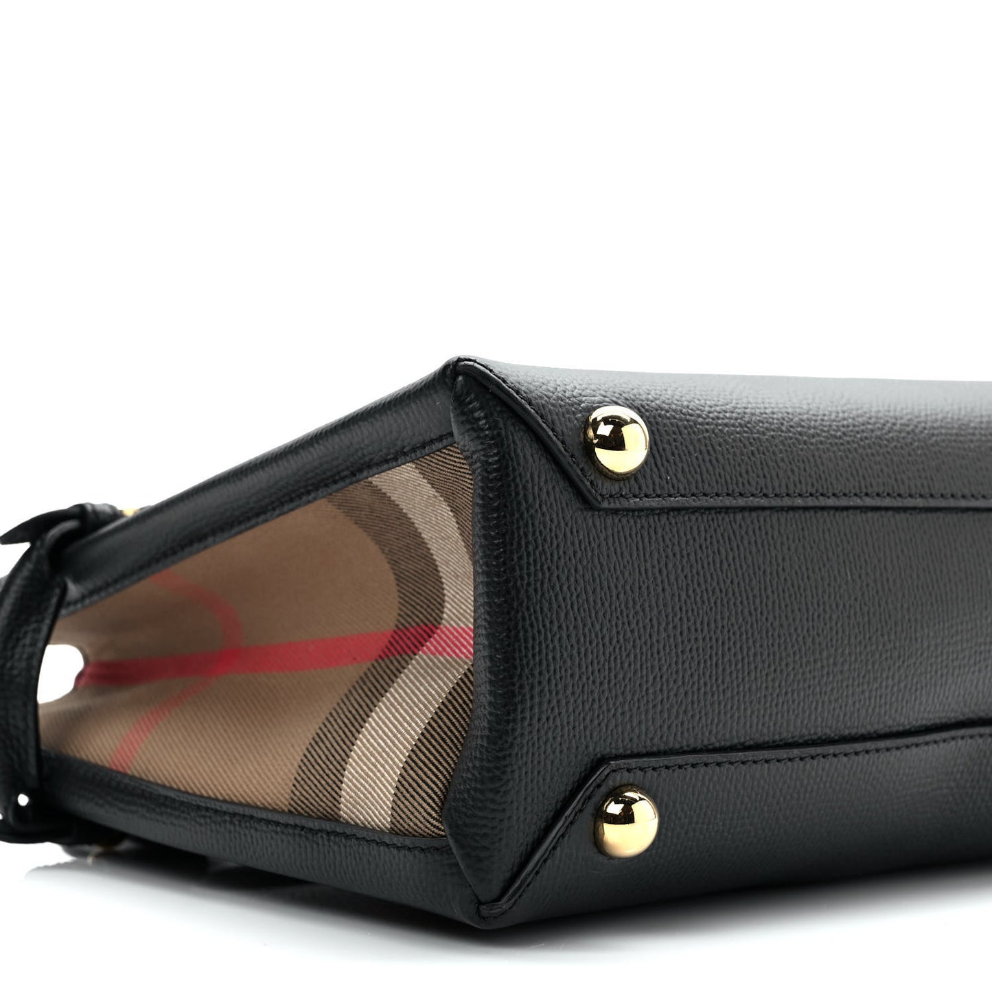 Grainy Calfskin House Check Small Banner Tote Black