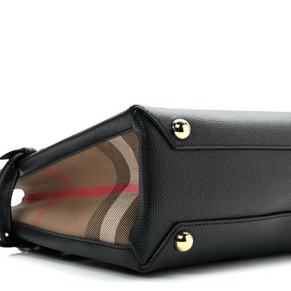 Burberry Grainy Calfskin House Check Small Banner Tote Black 7 of 11