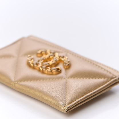 Chanel Metallic Goatskin Quilted Chanel 19 Card Holder Gold 6 of 10