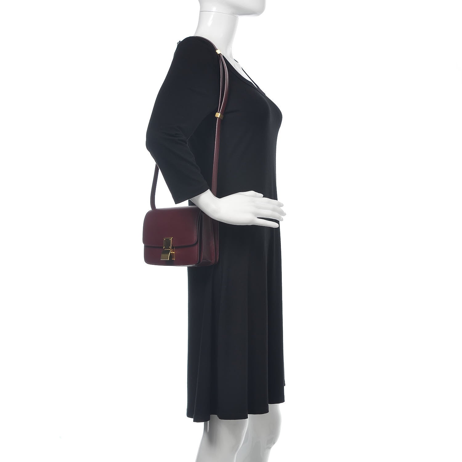 Celine Box Calfskin Small Classic Box Flap Bag Burgundy 2 of 17