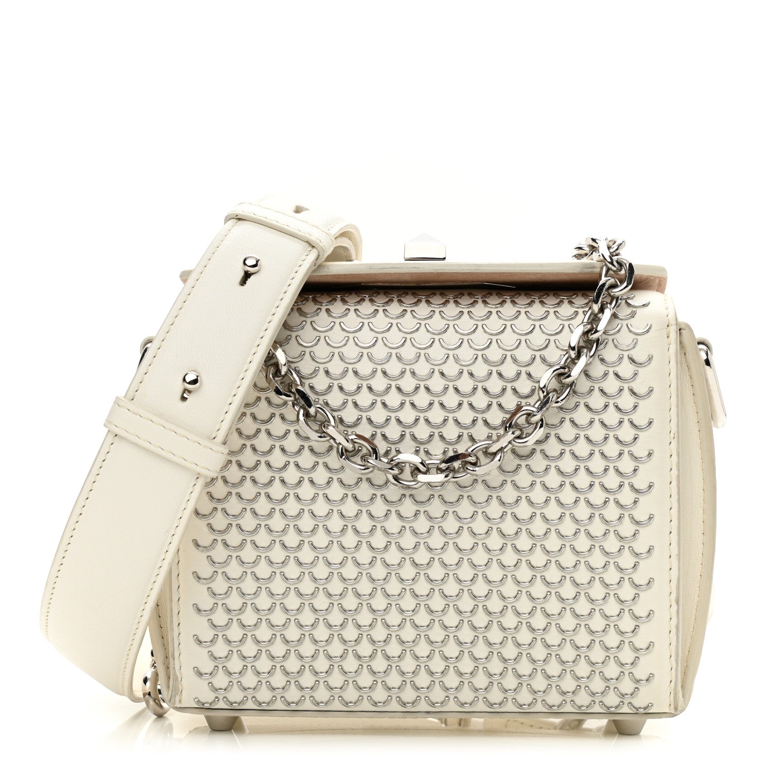 Alexander McQueen Calfskin Box Shoulder Bag 16 Cream 1 of 12