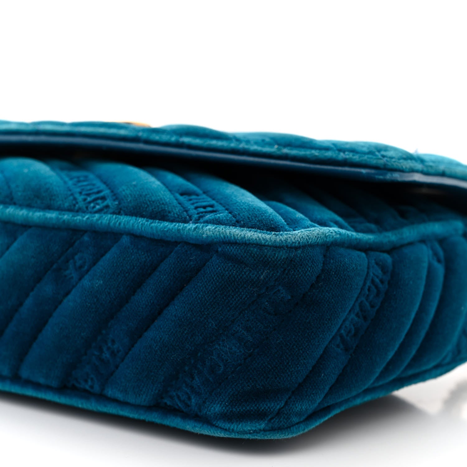 Balenciaga Velvet Logo Matelasse BB Chain Wallet Teal Blue 9 of 14