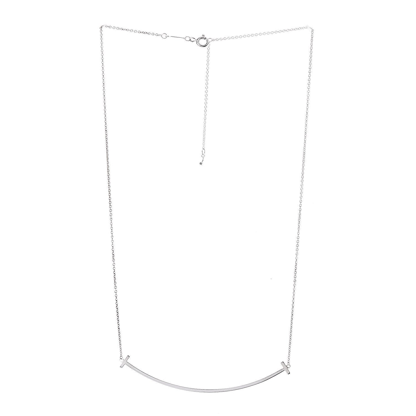 Sterling Silver Large T Smile Pendant Necklace