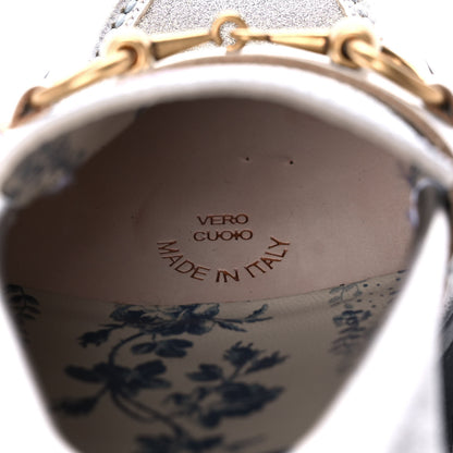 Gucci Mini Diamond Storm Silk Calfskin Womens Harald Horsebit 25mm Platform Loafers 36 Silver 8 of 11