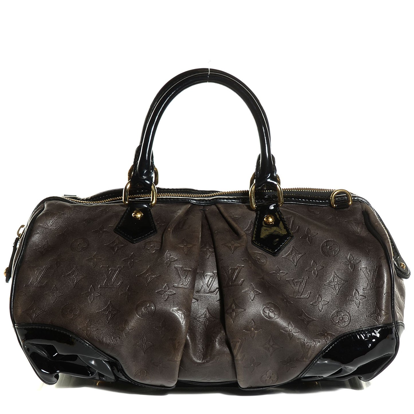 Cuir Patent Embossed Monogram Stephen Bag Grey