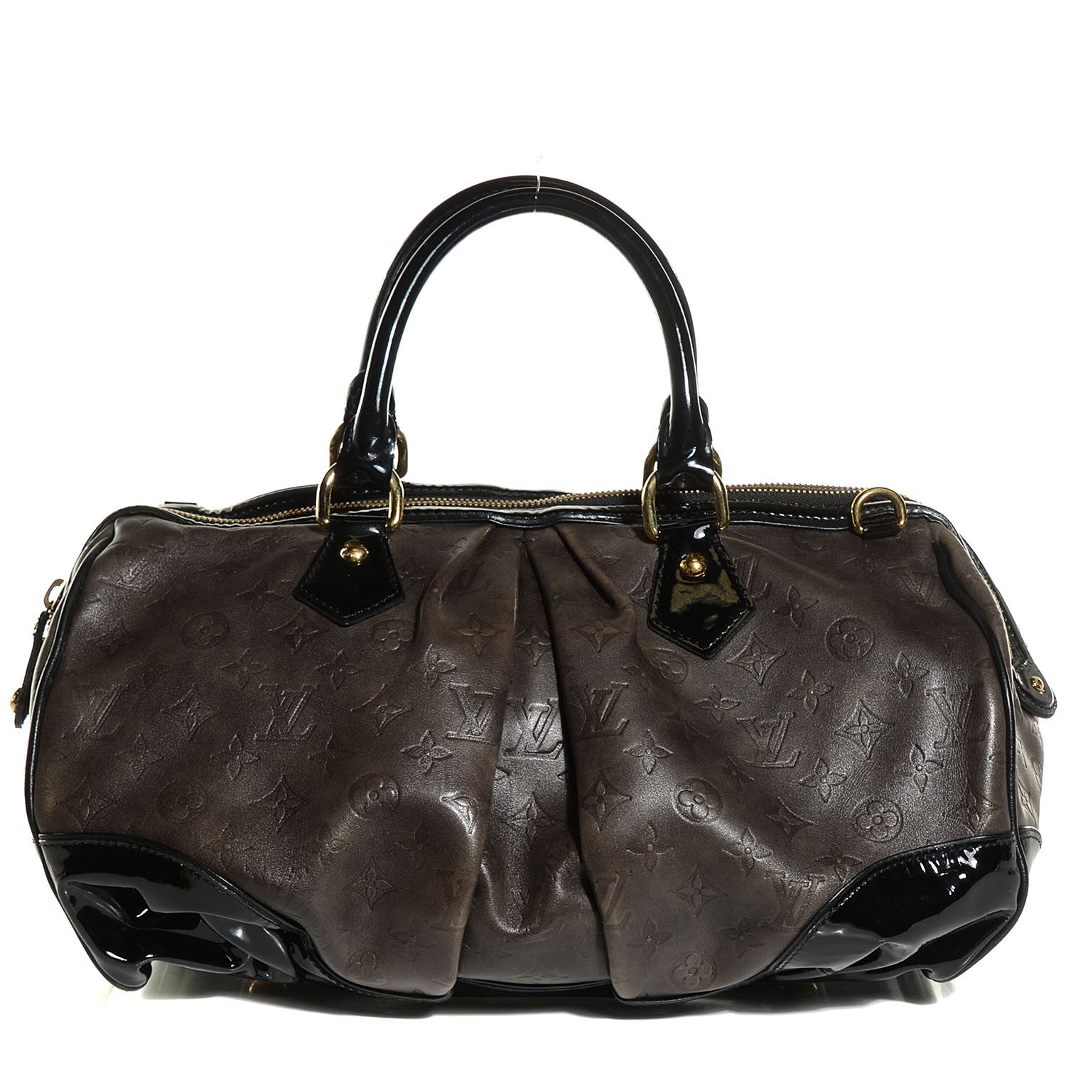 Louis Vuitton Cuir Patent Embossed Monogram Stephen Bag Grey 1 of 7