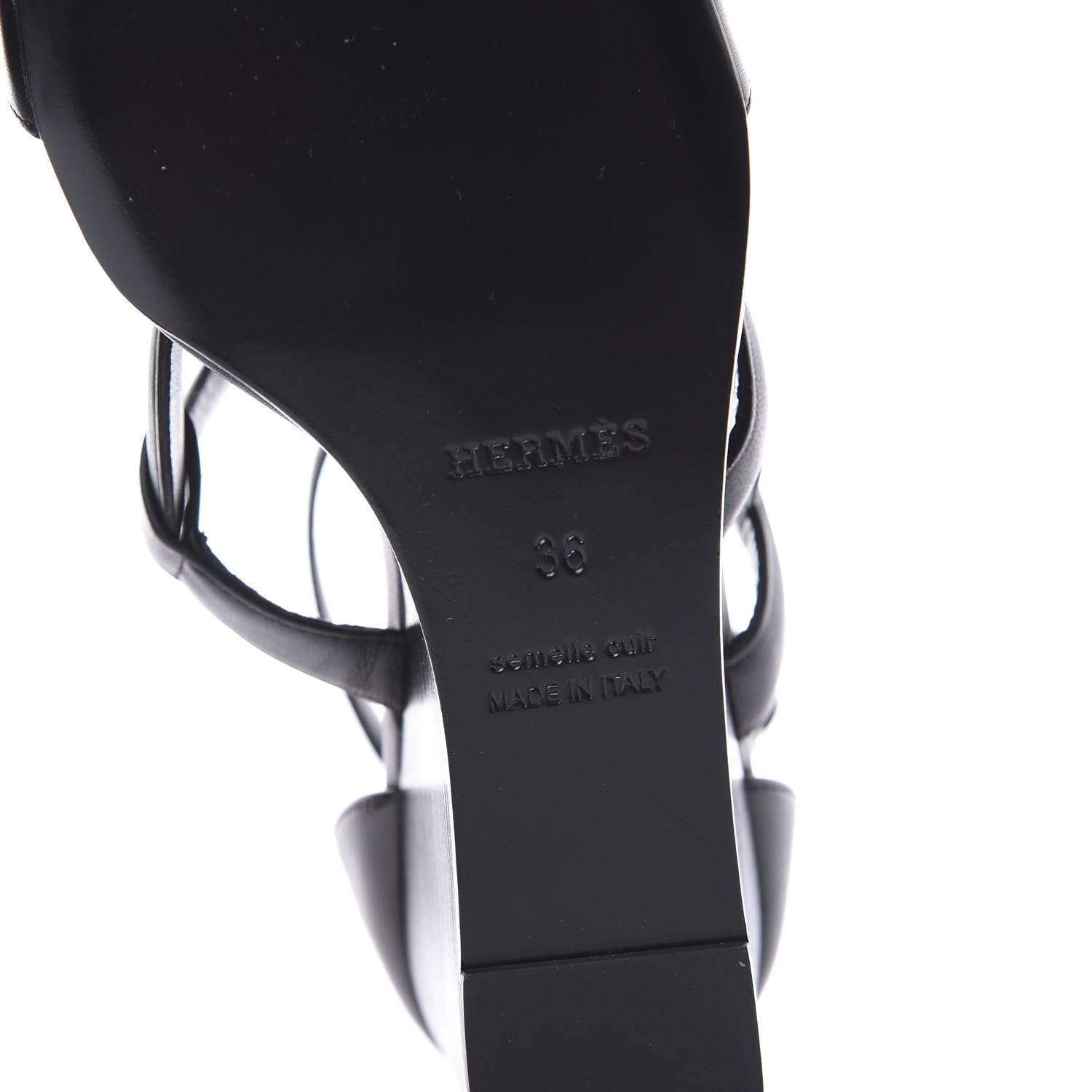 Hermes Nappa Brisbane Wedge Sandals 36 Black 6 of 10