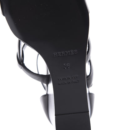 Hermes Nappa Brisbane Wedge Sandals 36 Black 6 of 10
