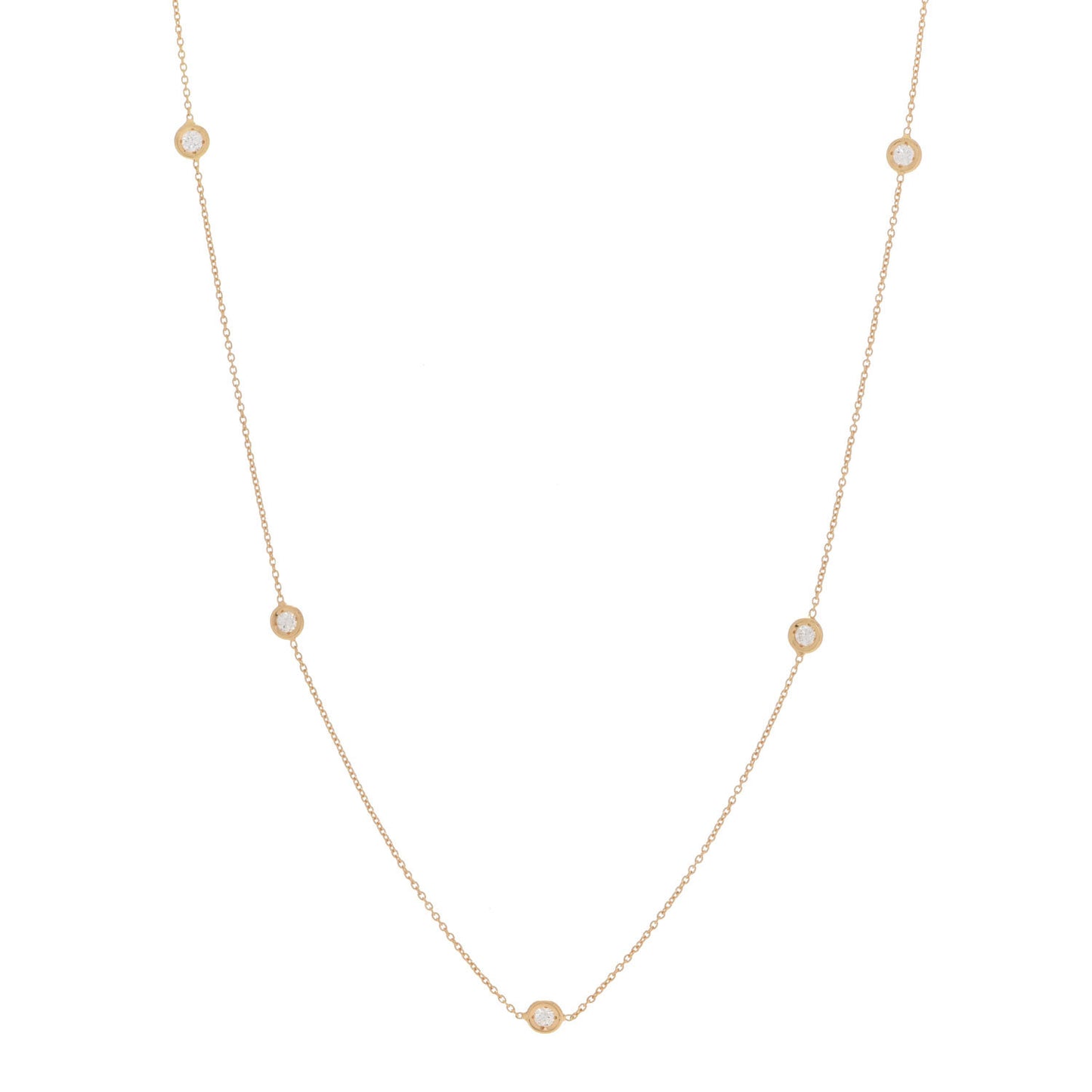 18K Yellow Gold Diamond .25ct Diamonds By The Inch Five Station Necklace