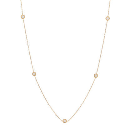 Roberto Coin 18K Yellow Gold Diamond .25ct Diamonds By The Inch Five Station Necklace 1 of 6
