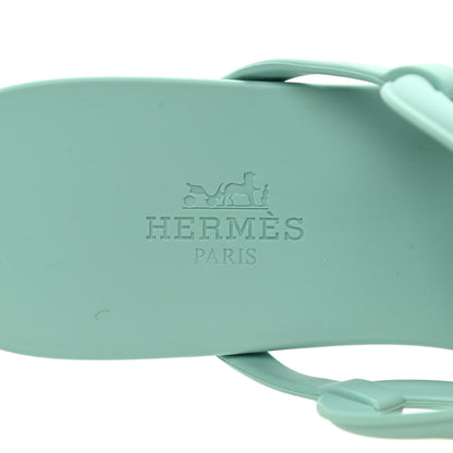 Hermes Rubber Womens Egerie Sandals 37 Vert Embrun 7 of 8