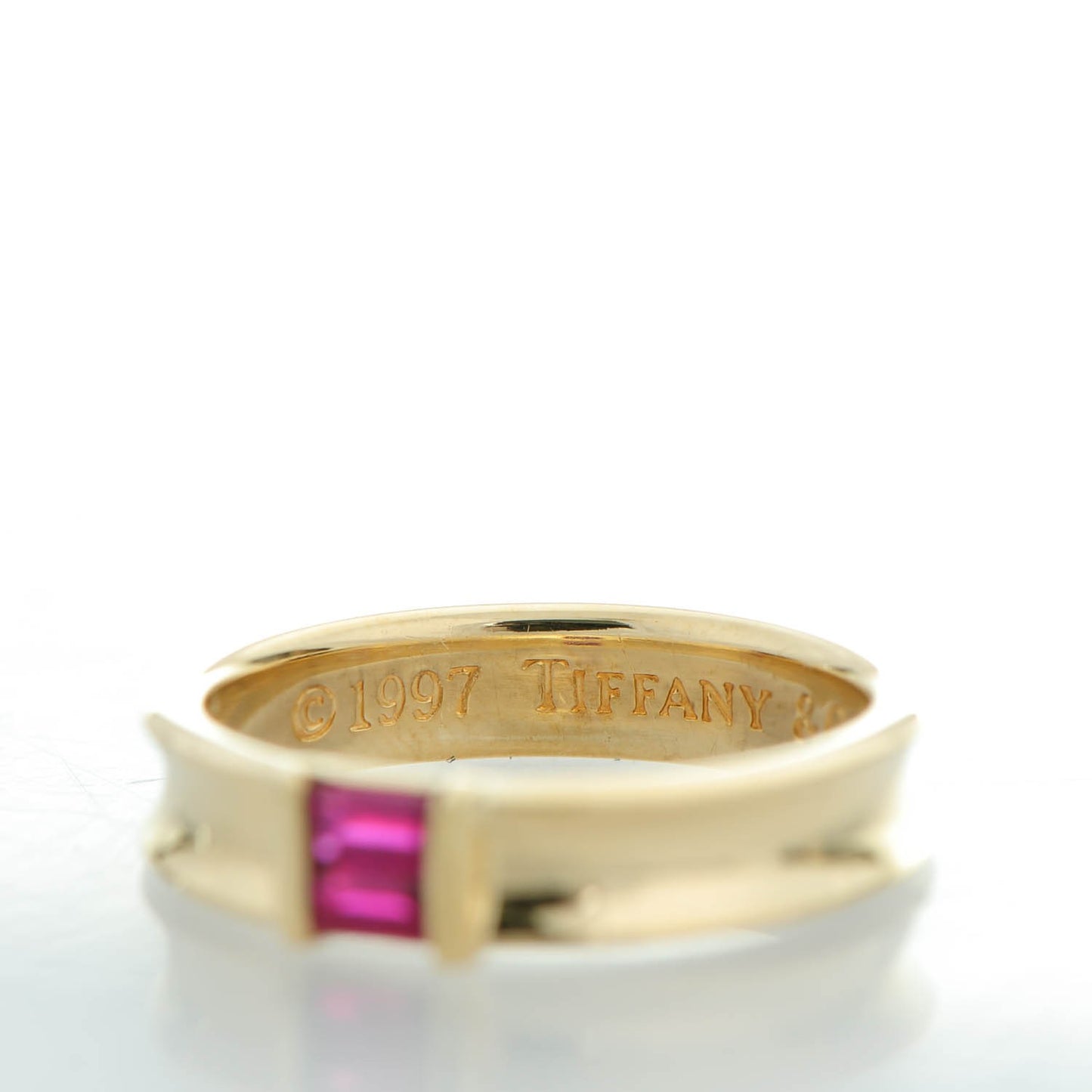 18K Yellow Gold Ruby Stacking Ring 54 7
