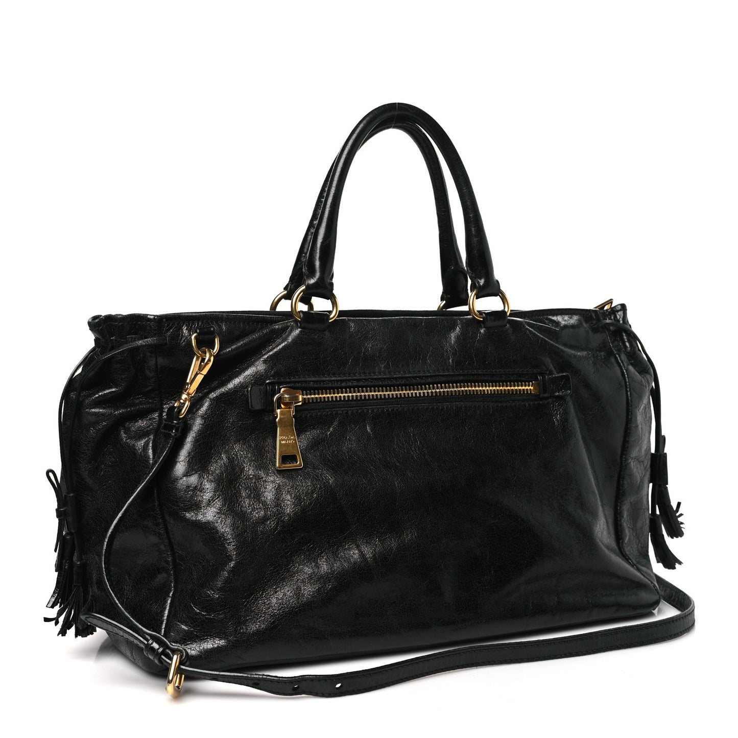 Vitello Shine Satchel Black