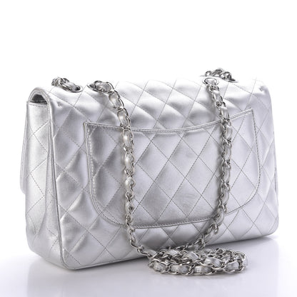 Chanel Metallic Lambskin Quilted Jumbo Single Flap Silver 3 of 10