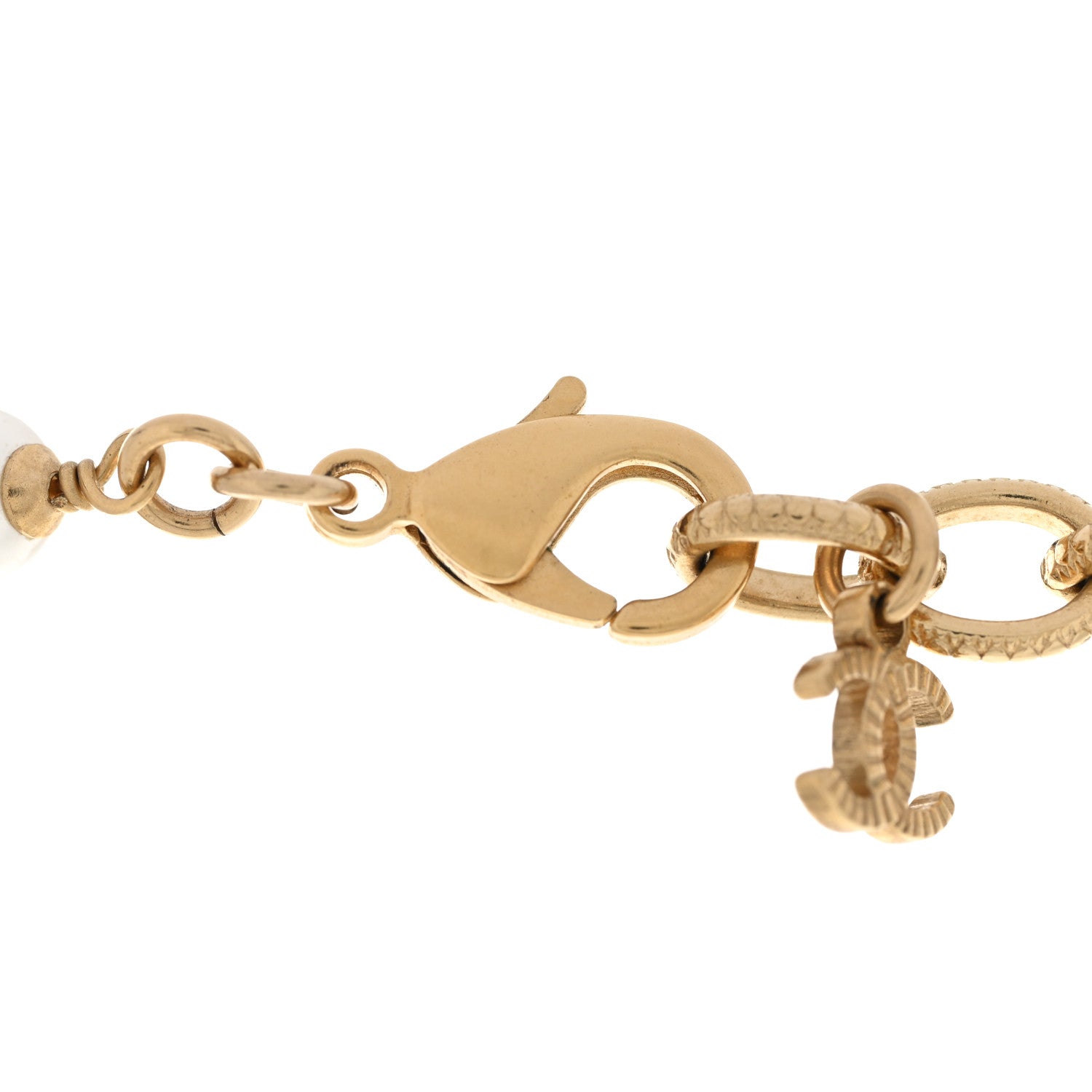 Chanel Pearl Crystal Textured CC Short Necklace Gold 6 of 7
