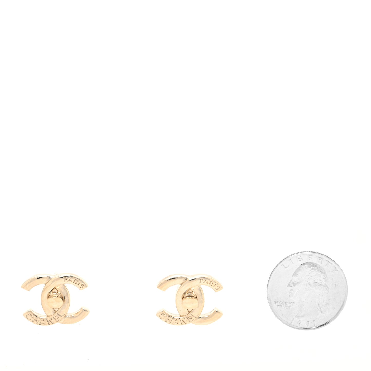 Metal Logo CC Turnlock Earrings Gold