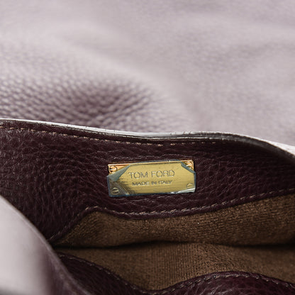 Tom Ford Ramskin Large Alix Padlock Zip Shoulder Bag Wine 6 of 10