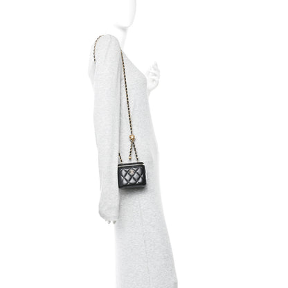 Chanel Lambskin Quilted Mini Pearl Crush Vanity Case With Chain Black 2 of 11
