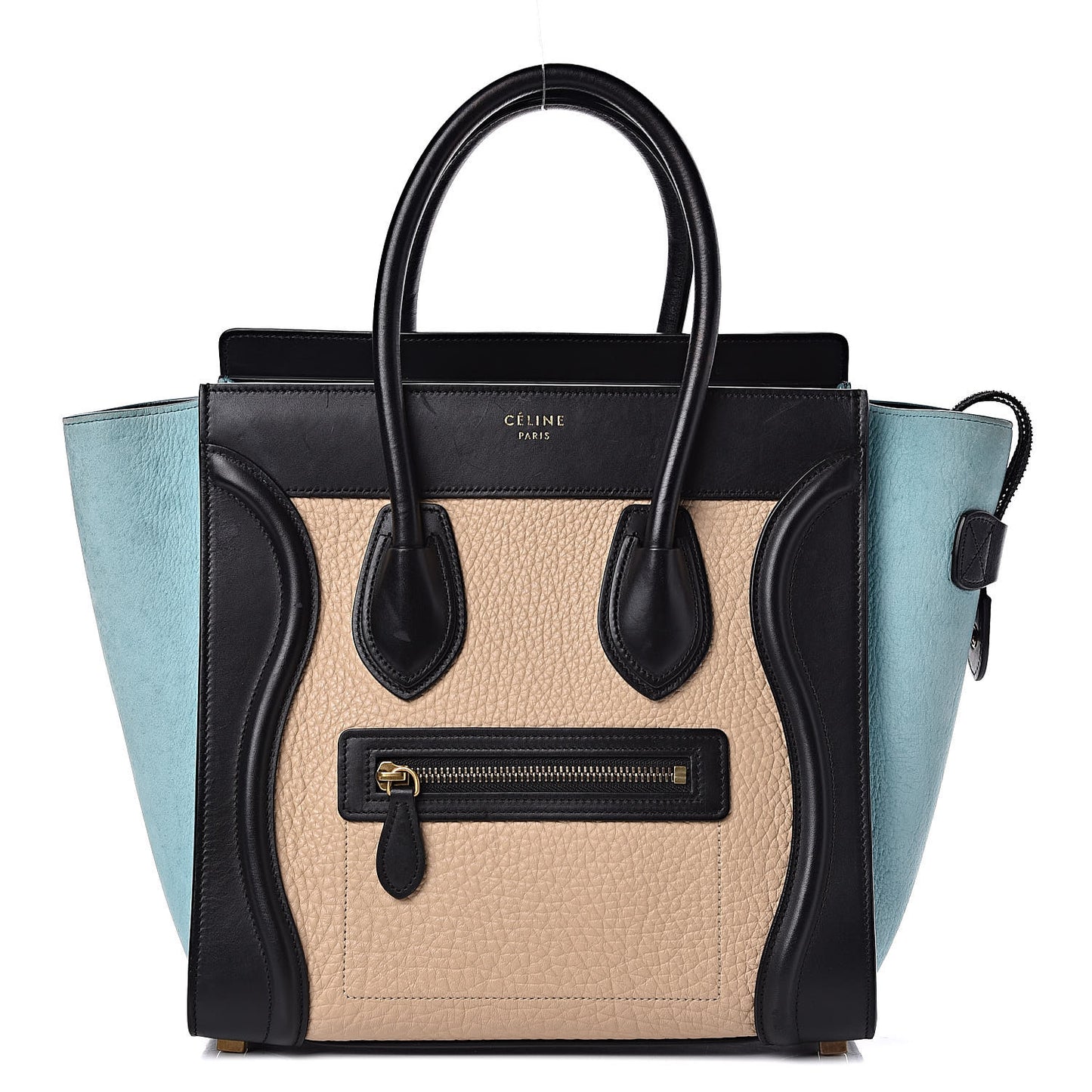 Drummed Calfskin Nubuck Micro Tri-Color Luggage Antarctic