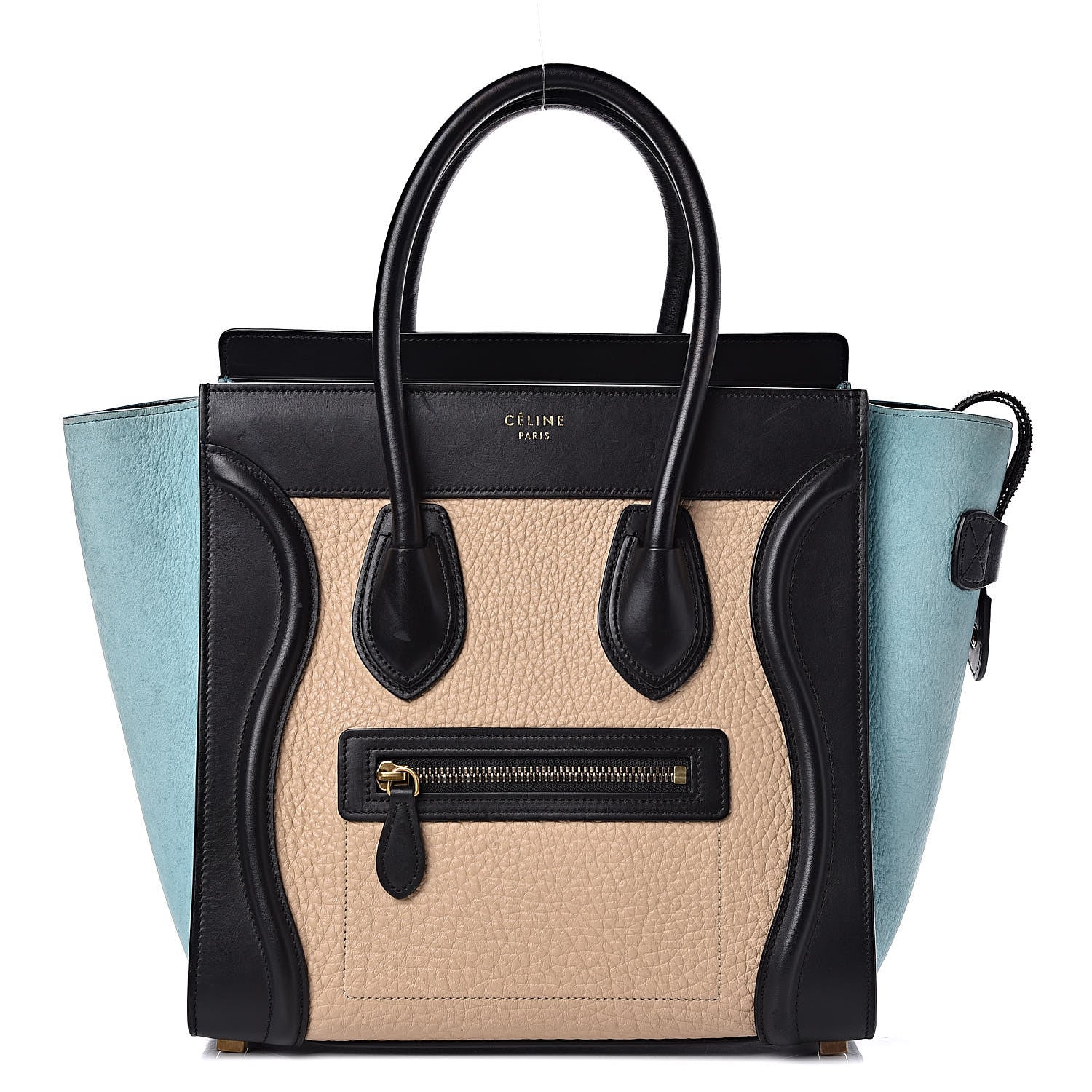 Celine Drummed Calfskin Nubuck Micro Tri-Color Luggage Antarctic 1 of 11