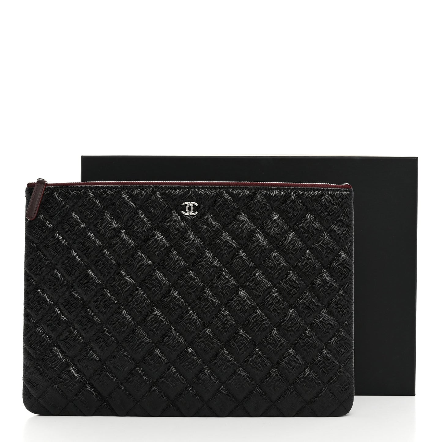 Caviar Quilted Large Cosmetic Case Black
