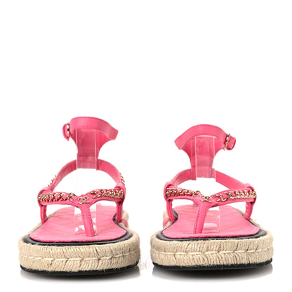 Chanel Lambskin Chain CC Thong Espadrille Sandals 39 Pink 3 of 10