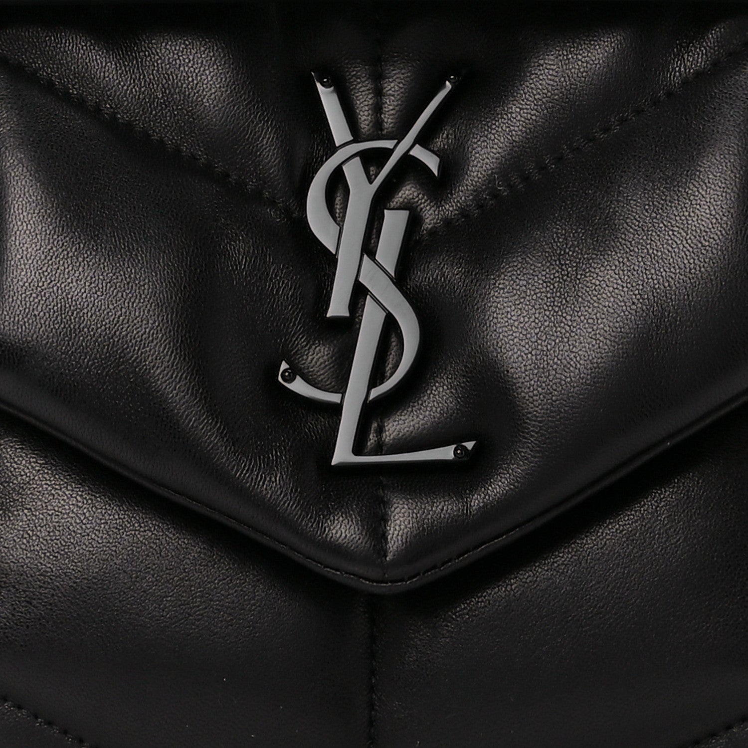 Saint Laurent Lambskin Quilted Monogram Monochrome Small Loulou Puffer Chain Satchel Black 9 of 11