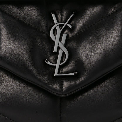 Saint Laurent Lambskin Quilted Monogram Monochrome Small Loulou Puffer Chain Satchel Black 9 of 11