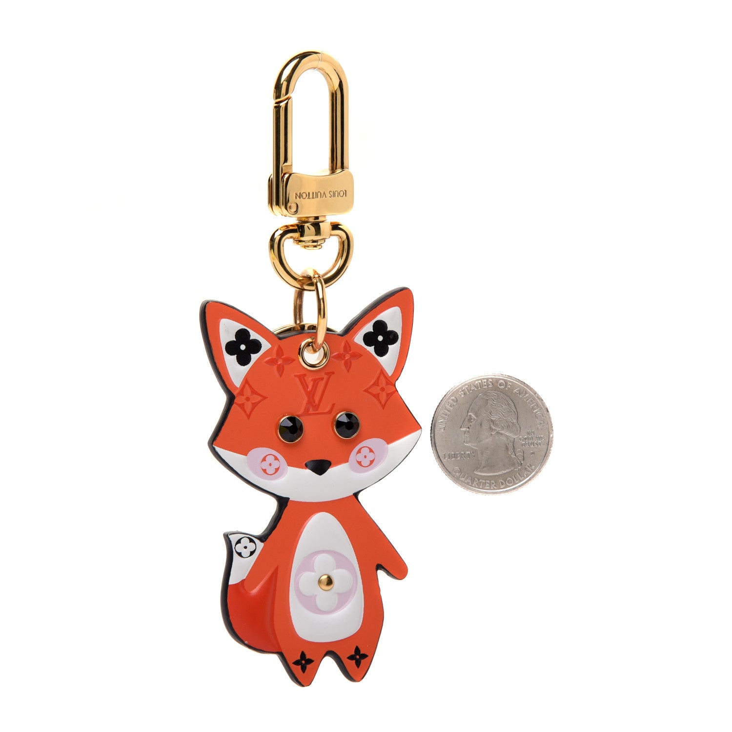 Louis Vuitton Calfskin Monogram Cute Fox Charm Key Holder Rose