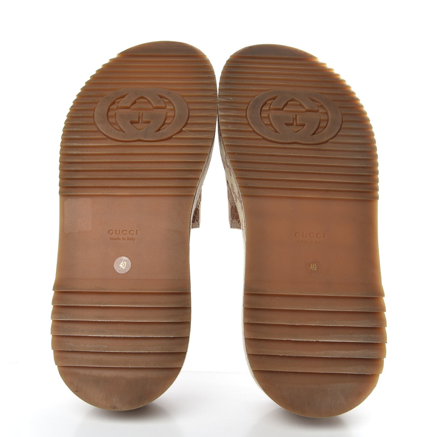 Canvas GG Monogram Angelina Platform Slide Sandals 40 Beige Ruggine