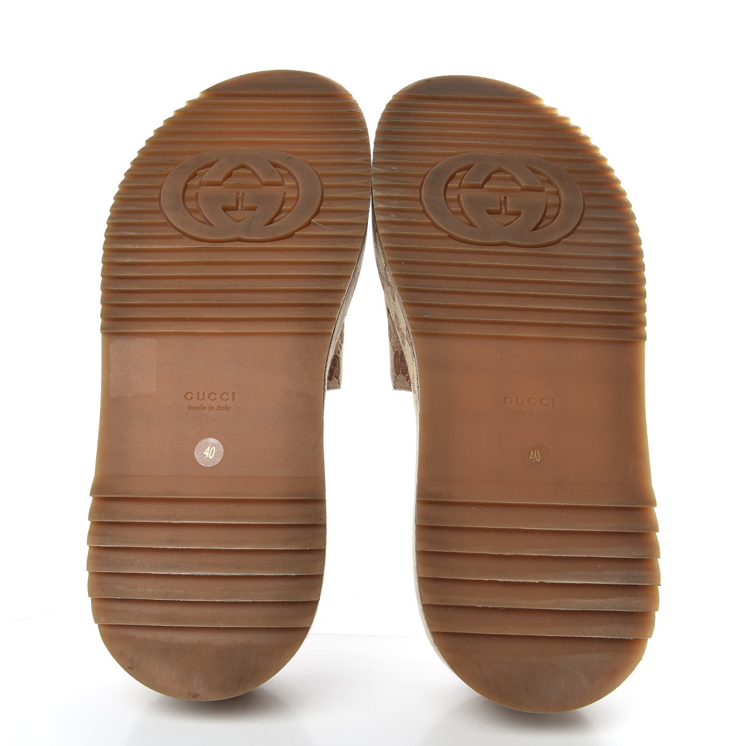 Gucci Canvas GG Monogram Angelina Platform Slide Sandals 40 Beige Ruggine 5 of 10