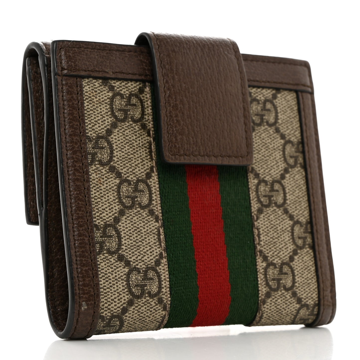 GG Supreme Monogram Web Ophidia French Flap Wallet Beige New Acero