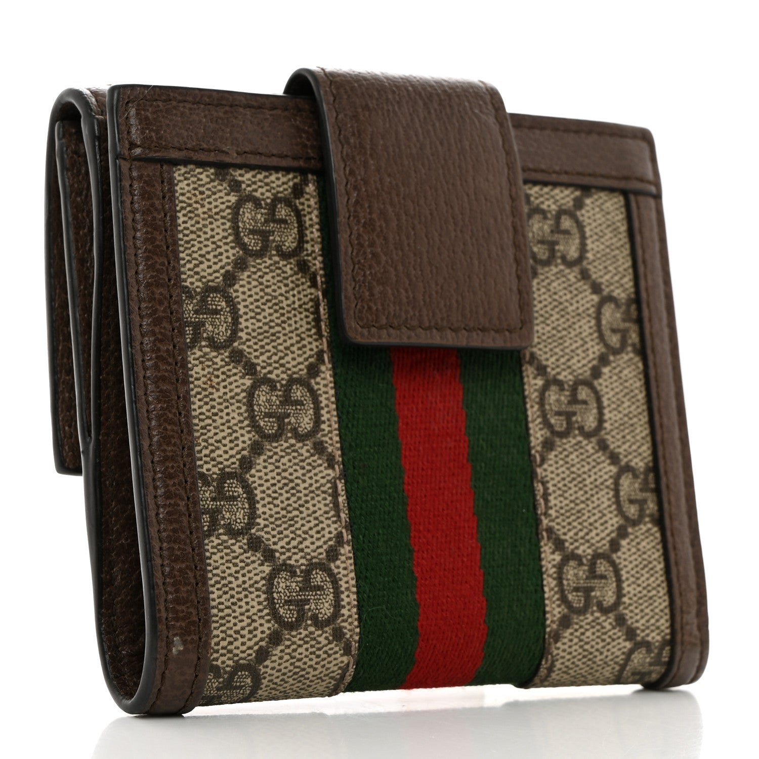 Gucci GG Supreme Monogram Web Ophidia French Flap Wallet Beige New Acero 3 of 10