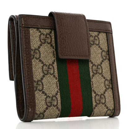 Gucci GG Supreme Monogram Web Ophidia French Flap Wallet Beige New Acero 3 of 10