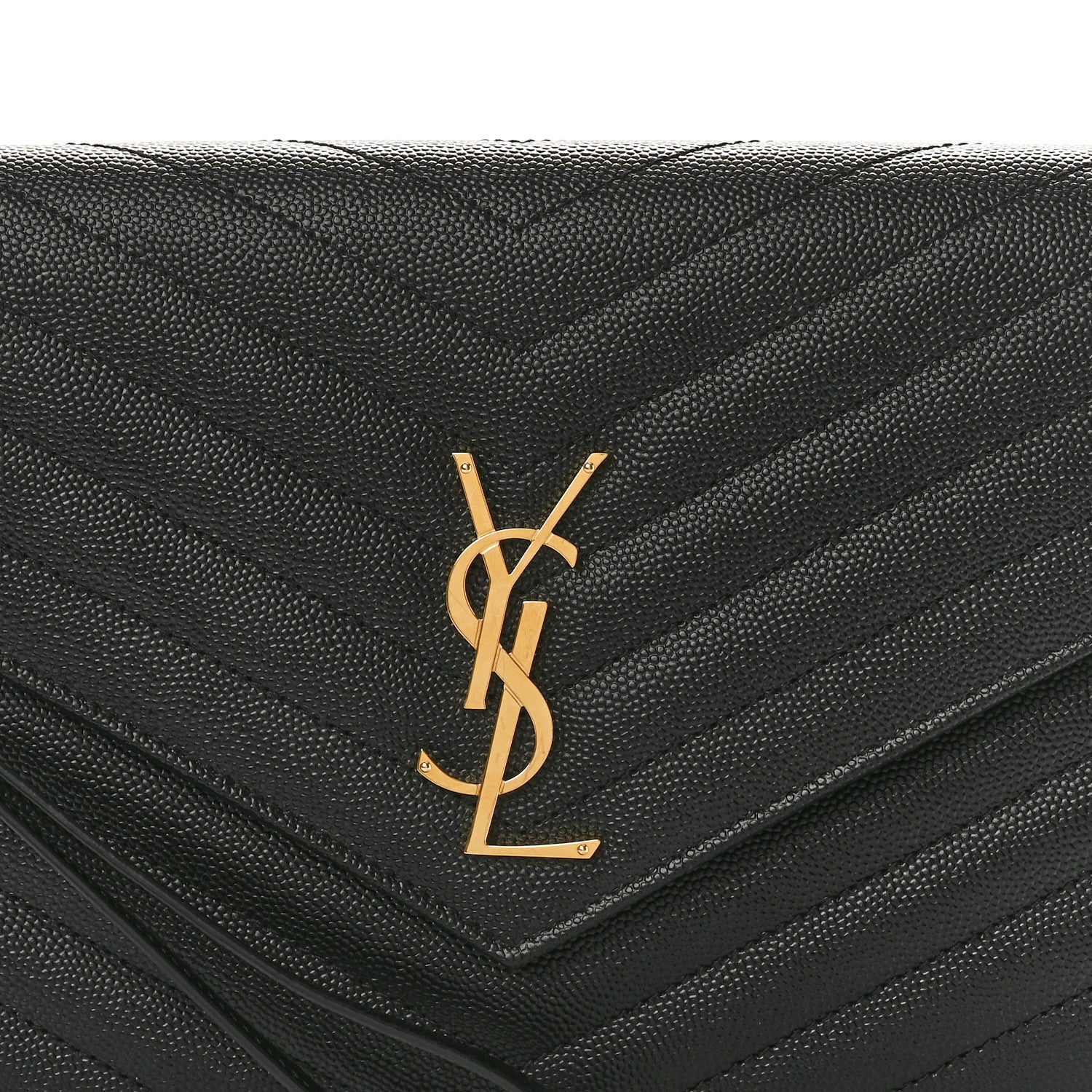Saint Laurent Grain De Poudre Matelasse Chevron Monogram Envelope Clutch Black 8 of 8
