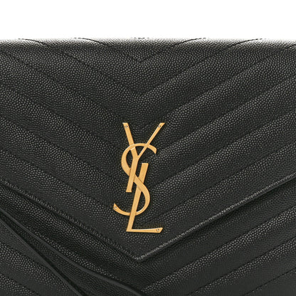 Saint Laurent Grain De Poudre Matelasse Chevron Monogram Envelope Clutch Black 8 of 8