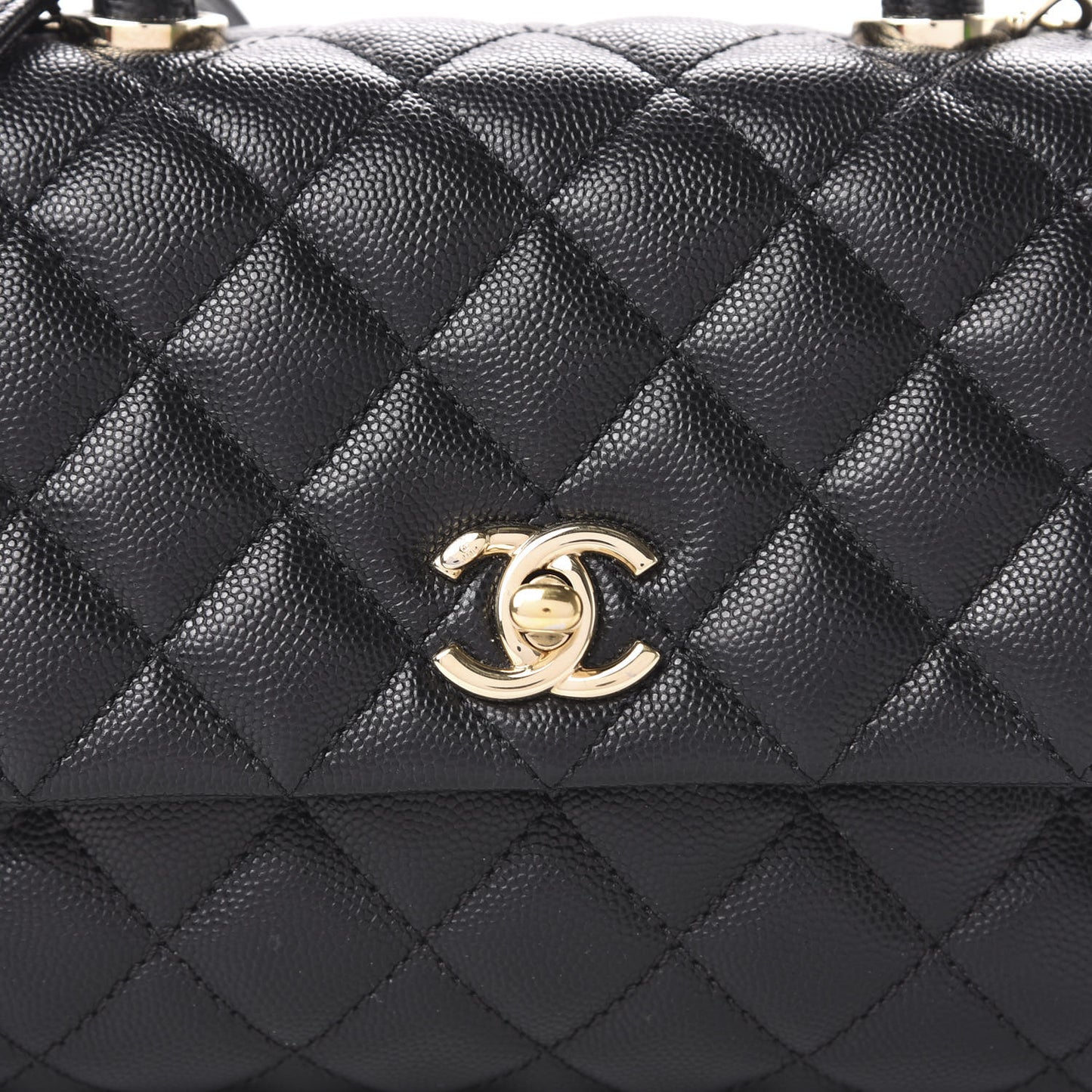 Caviar Quilted Mini Coco Handle Flap Black