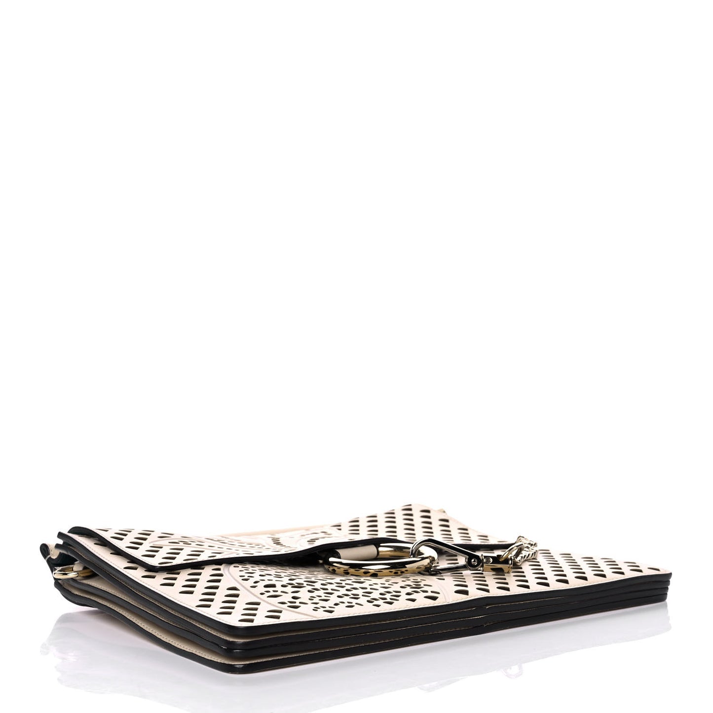 Calfskin Pineapple Perforated Medium Faye Shoulder Bag Abstract White