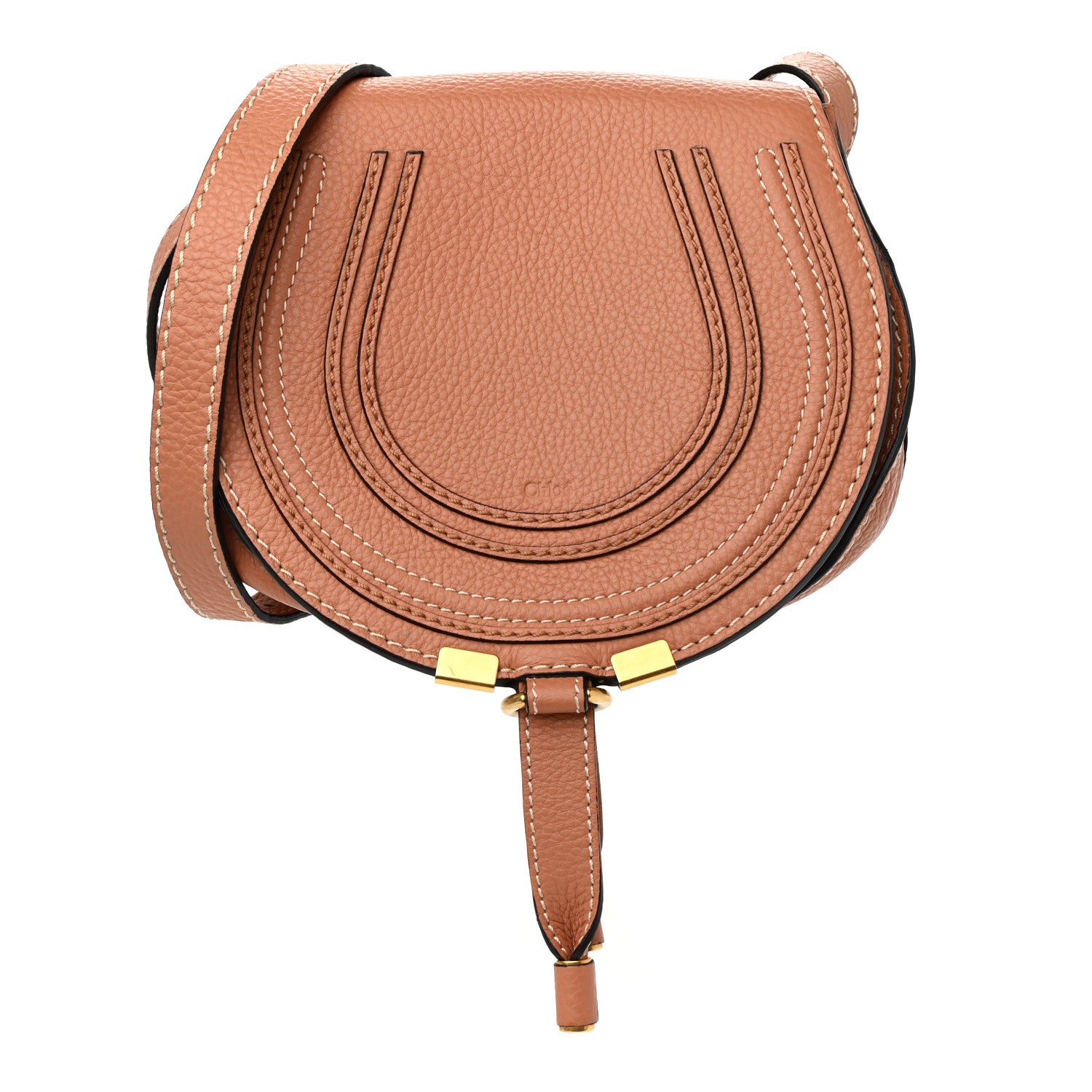 Chloe Calfskin Mini Marcie Round Crossbody Bag Peach Bloom 1 of 8