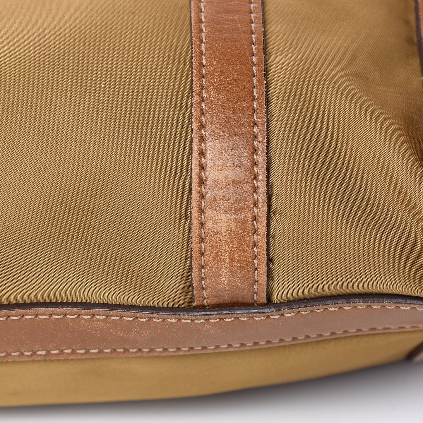 Tessuto Nylon Calfskin Shoulder Bag Brown