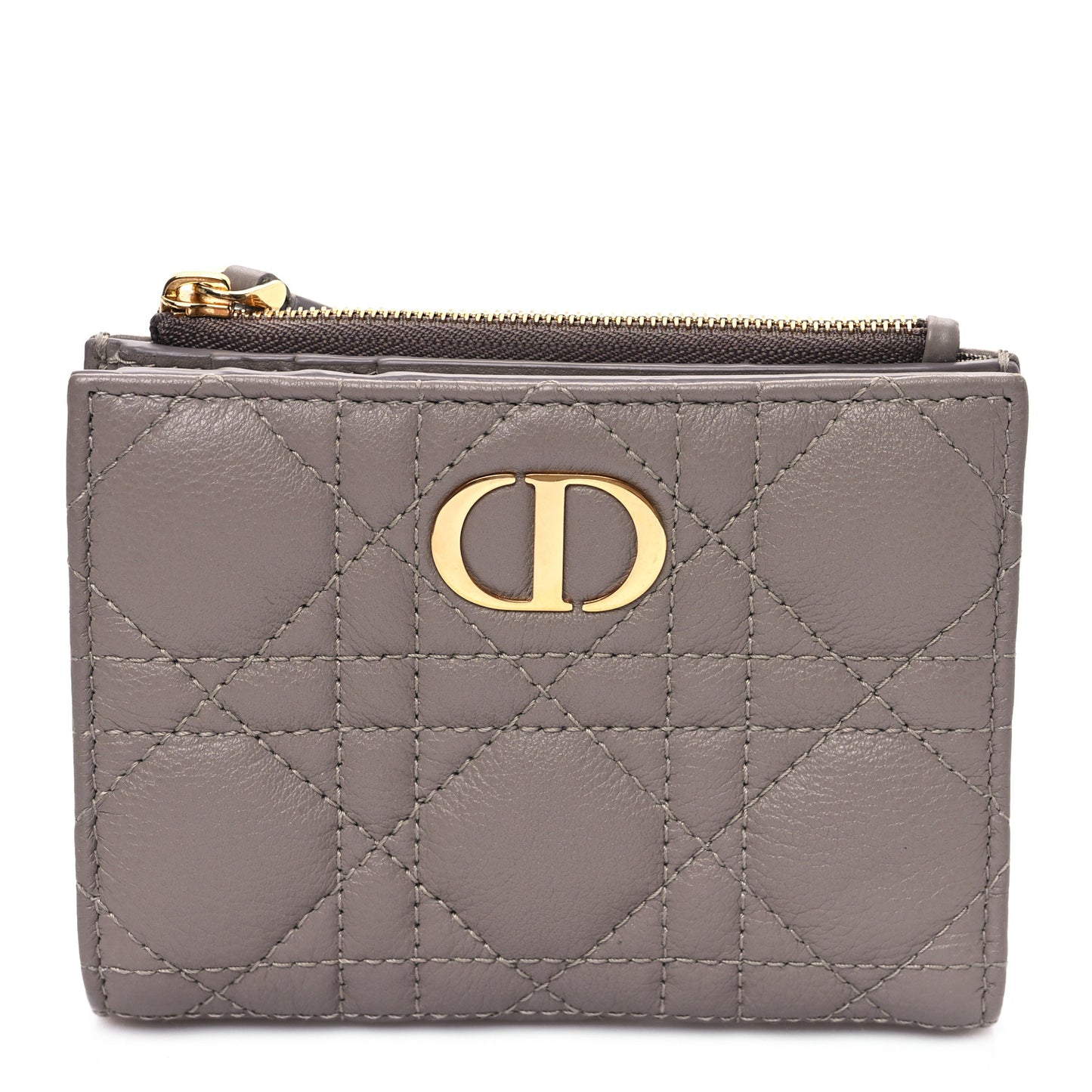 Grained Calfskin Supple Cannage Caro Dahlia Wallet Taupe