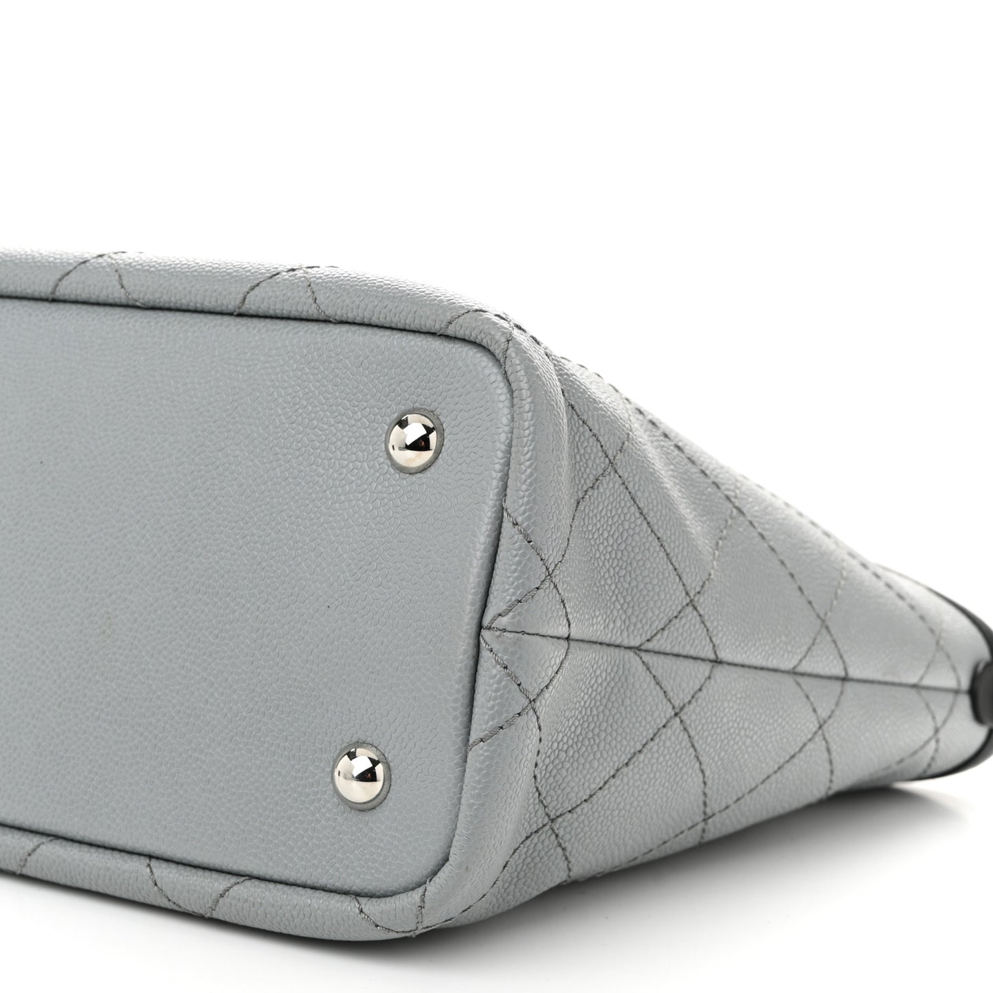 Grained Calfskin Shopping Fever Tote Grey Black