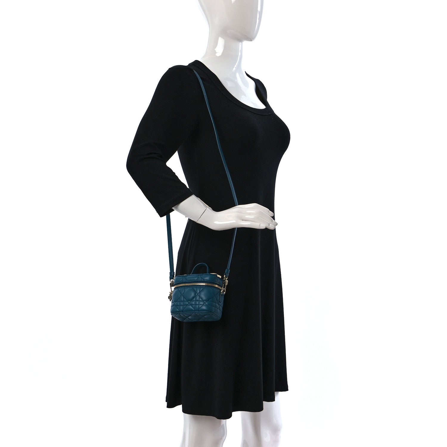 Christian Dior Lambskin Cannage Micro Lady Dior Vanity Case Deep Ocean 2 of 8