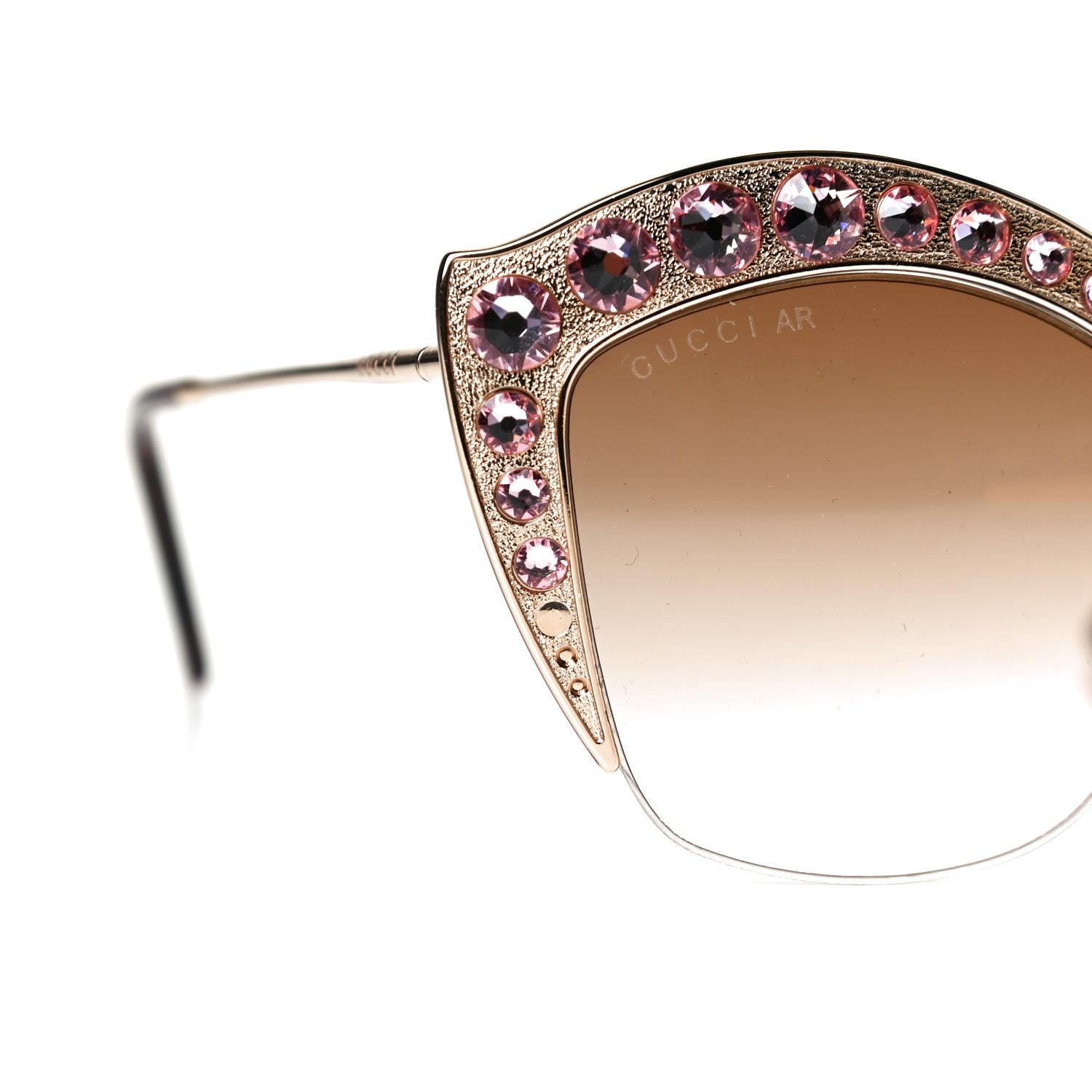 Gucci Metal Crystal Cat Eye Sunglasses GG00114S Pink 5 of 5