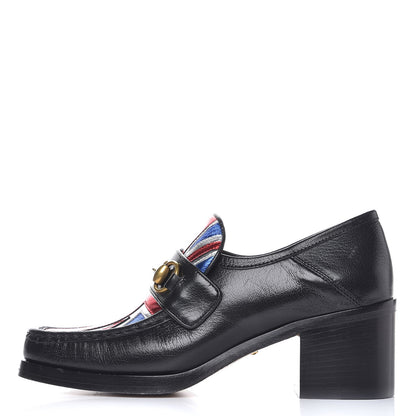 Gucci Lambskin Union Jack Horsebit Loafer Pumps 37 Black 1 of 11