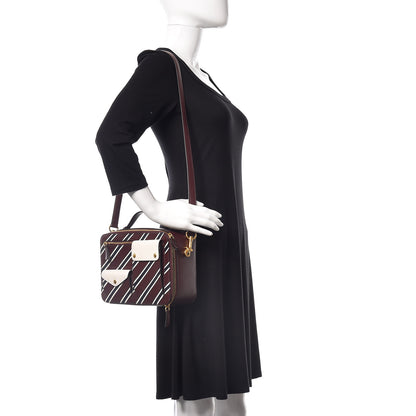 Mulberry Shiny Smooth Lambskin Stripe Patchwork Cherwell Square Shoulder Bag Burgundy Midnight White 2 of 9