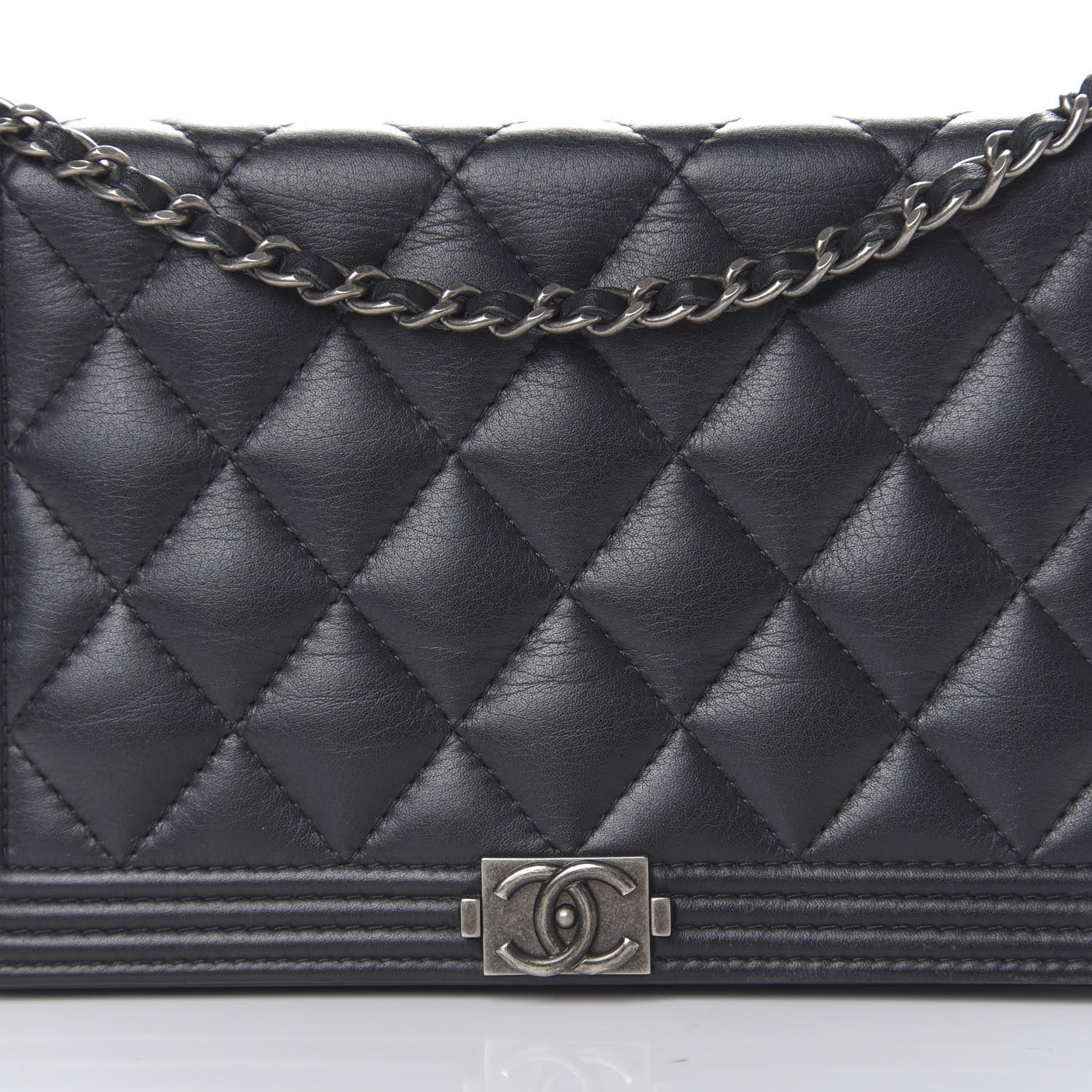 Chanel Calfskin Quilted Boy Wallet On Chain WOC Black 14 of 14
