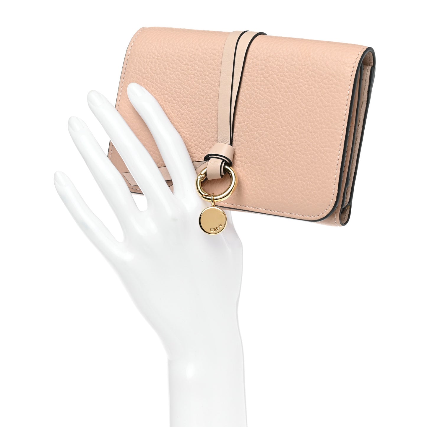 Calfskin Alphabet Compact Wallet Blush Nude