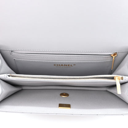 Chanel Caflskin Quilted Dual Handle Chain Flap Bag Grey 5 of 10