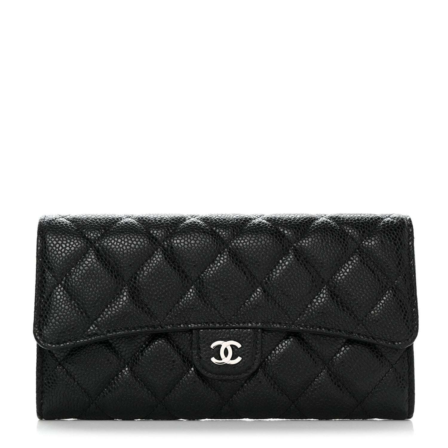 Chanel Caviar Quilted Large Gusset Flap Wallet Black 1 of 8